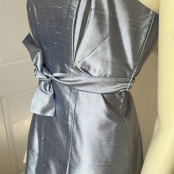 SIRI Women’s Silk Strapless Hepburn Silver Gray A-Line Sheath Dress 6 - Picture 8 of 13